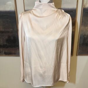 Maison d’Amelie Cream Women's Blouse With Gold Accent Buttons on Shoulder Size M